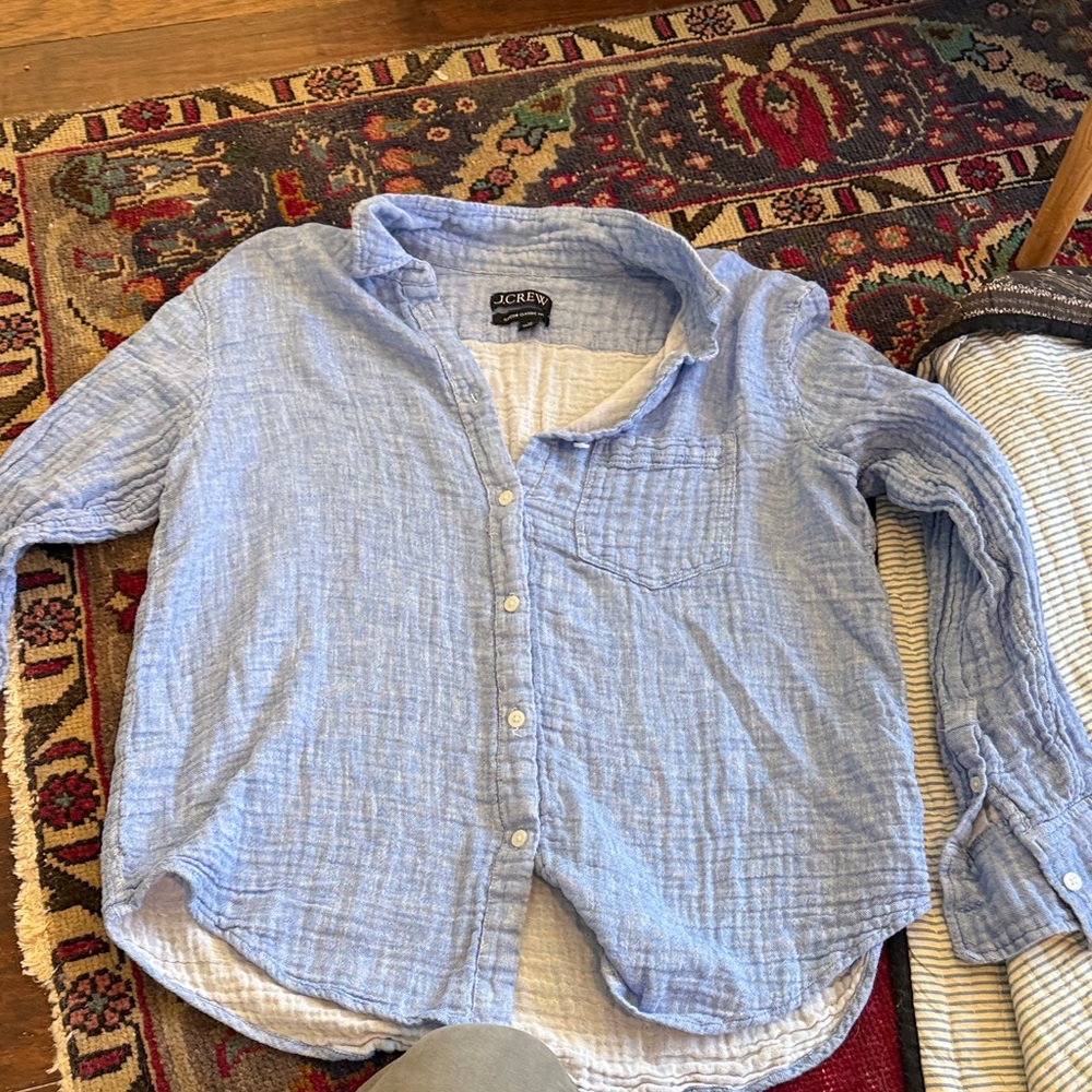 J. Crew Blue Button Down Cotton Shirt